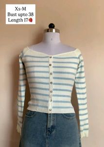 Striped Button-Down Cardigan
