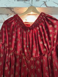 Red &amp; Gold Dhoti Romper