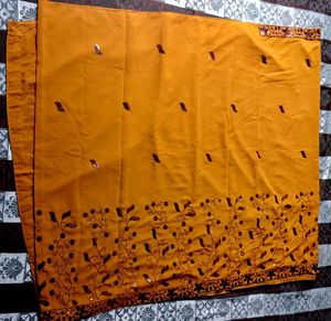 Embroidered Mustard Yellow Fabric