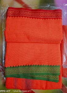 Brand new orange pure cotton dhoti jode