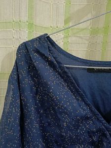 Navy Sheer Blouse