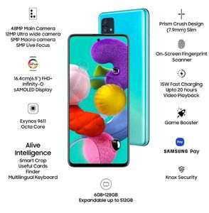 Samsung Galaxy A51 (Black, 6GB RAM, 128GB Storage)
