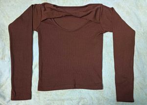 Ribbed Knit Top with Long Sleeves