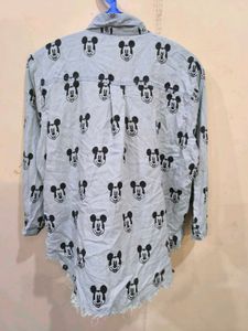 Denim Disney Mickey Mouse Shirt For Girls