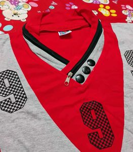 Cotton T-Shirt For Boys-Red 🔴 (With Collar)