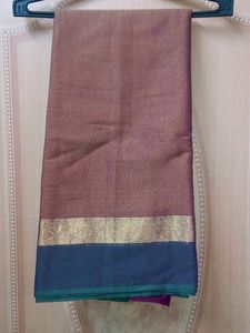 Coral With Rose Saree &amp; Blouse Cloth