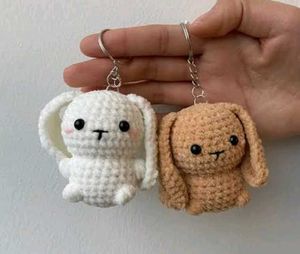 handmade crochet bunny keychains: