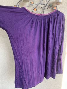 Purple Lace Trim Long Sleeve Top
