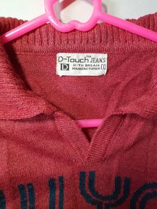 Unisex Woolen Full Sleeve Carrot Colour T-shirt