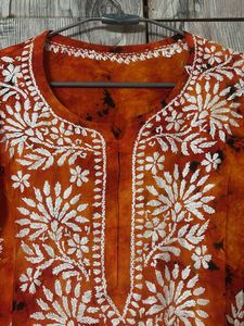 Orange Embroidered Kurta