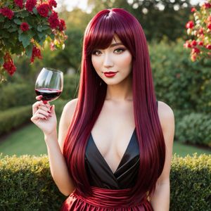 Imported! Women&#39;s Long Straight Wine Red Wig