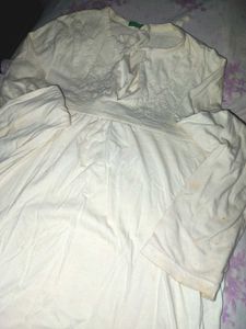 Benetton White Embroidered Top