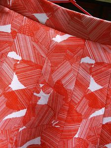 Brick Red &amp; White Geometric Print Skirt