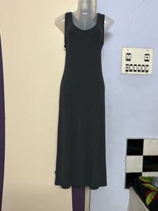 free sizeSleeveless grey Maxi Dress with pockets