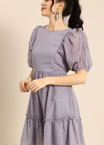 Lavender Dobby Pattern A-Line Dress