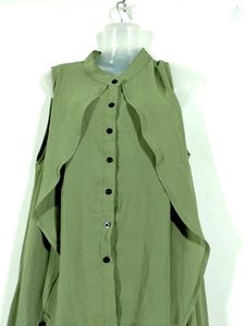 Shein Green Collar Neck Sleeveless Dress (Women)