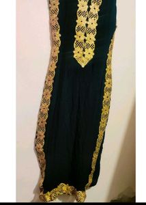Black Golden Party Wear Kurta &amp; Dupatta 32 Bust