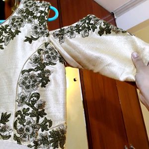 Elegant Dual Tone &amp; Cream Embroidered Dress