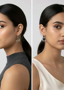 Modern Square Hoop Dangle Earrings