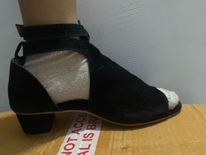 Black Block Heels With Double Strap