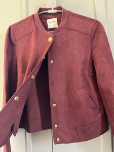 Burgundy  Suede Bomber Jacket