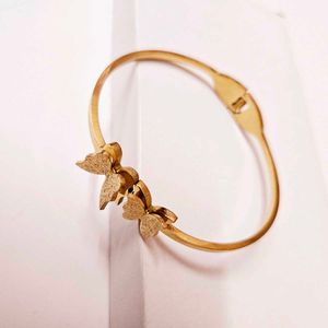 Golden Twin Butterfly Cuff Bracelet