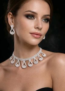Elegant Rhinestone Choker &amp; Earring Set