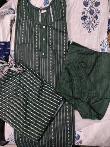 Green Printed Kurta Set