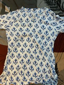 Blue & White Printed Top