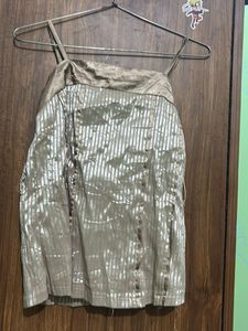 Shimmery Spaghetti Corset Strap Top