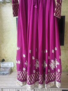 Heavy Print Anarkali Dress With Dupatta