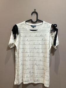 Off Shouler White AJIO Causal Tee