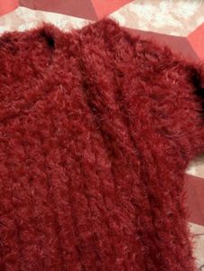 🍓Brick Red Woolen Fuzzy Sweater Dress🍓