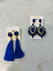 Blue Gemstone Earrings pack of 2