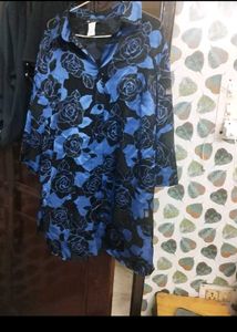 Cold Shoulder Blue Shirt