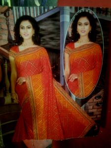 Red Yellow Saree Women&#39;s