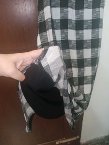 Layered Black And White Maxi dress/Long Kurthi-M