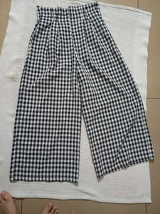 Gingham High-Waisted Wide Leg Pants
