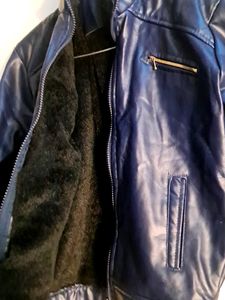 Double Sided Jacket Lether &amp; Furry Black