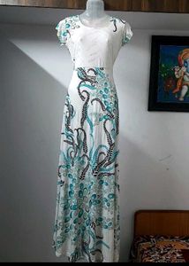 White & Blue Maxi Dress