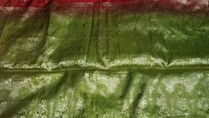 Green &amp; Red Silk Blend Fabric