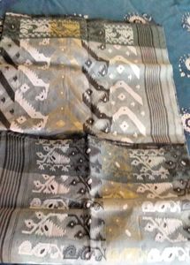 Tant Jamdani Golden Zari Anchal &amp; Body
