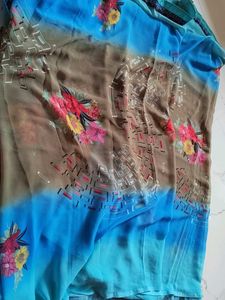 Floral Print Chiffon Saree