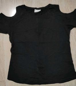 Black Cold Shoulder Top