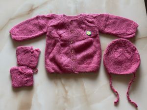 Adorable Pink Knitted Baby Set