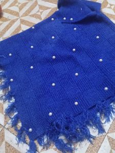 Blue Scarf with Pearls