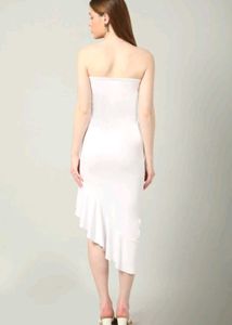 White Strapless Ruffle Dress