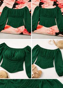 Chic Green Long Sleeve Crop Top