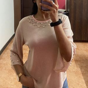 Pink Pearl Embellished Top