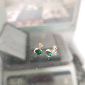22C Pure Gold Green Dimond Stud Earrings